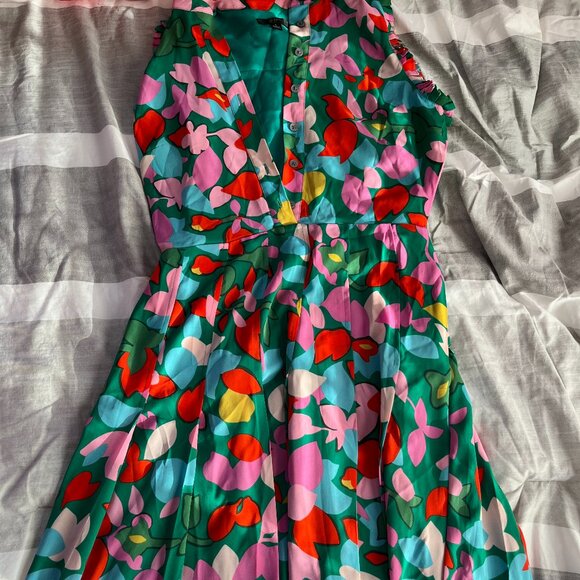 J. Crew Pleated Shirtdress Confetti Floral Dress - Picture 2 of 5